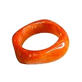 Nexoluxa Chunky Acrylic Transparent Candy Color Geometric Round Square Cuff Bangle Bracelet Set for Women Resin Wristband Statement Jewelry, Orange