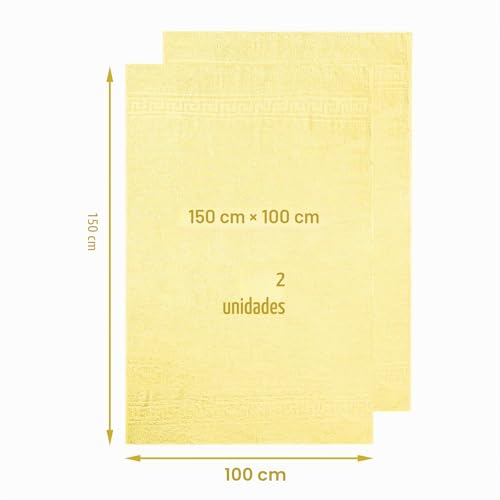 Miniatura 4 de Nice Homeit Juego De 2 Toallas De Baño Grandes 100 X 150 Cm Extra Large Toalla De Baño 100 Algodón Hilado En Anillo Extra Suave Y Absorbente Made In Italy Amarillo