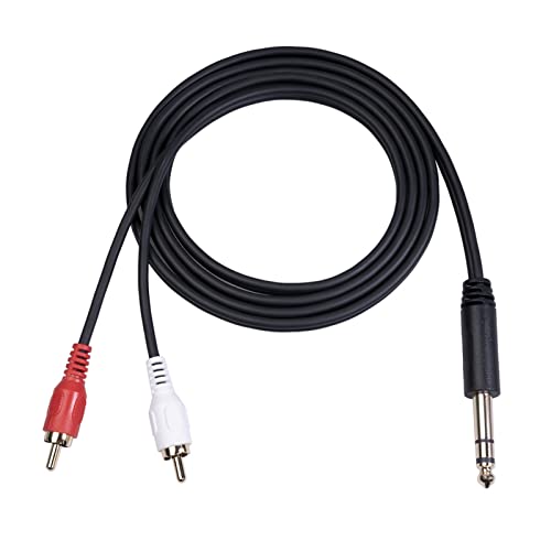 HUIOP - Cable de audio estéreo de 6,35 mm macho a doble RCA macho 1/4' a doble RCA chapado en oro 4,9 pies TV reproductor CD DVD amplificador altavoz mezclador adaptador en Y cables de audio