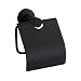 Produktbild CASEWIND Toilettenpapierhalter Schwarz, Klorollenhalter mit Deckel, Antik Klopapierhalter mit Bohren Wandmontage Edelstahl Matt für WC Nostalgie