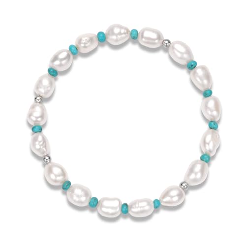 Freshwater Pearl Bracelets For Women White Beaded Stretch Bracelet 7 Inches