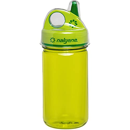Image of Nalgene Kids Sustain Grip-N-Gulp Water Bottles Made with Material Derived from 50% Plastic Waste, Leak Proof Sippy Cup, Durable, BPA and BPS Free, Dishwasher Safe, Reusable, 12 Ounces, Orange Volcano