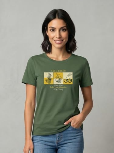 Image of Nobero Women's Graphic Printed T-Shirt | Regular Fit 180 GSM Cotton Tee for Women | Comfortable Round Neck Casual Wear