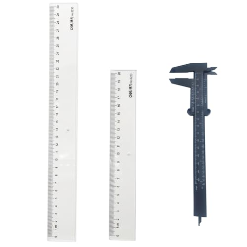 YUANCOX Set di righelli per studenti, righelli in plastica da 20 cm/30 cm, set di misurazione per disegno e righelli, set di cancelleria, calibro a corsoio in plastica da 150 mm, calibro di