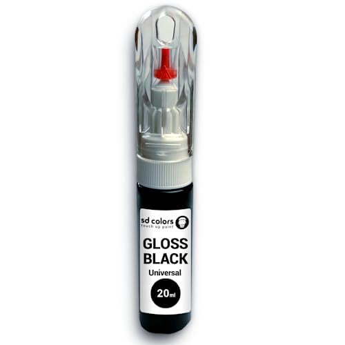 SD COLORS Penna per ritocchi universale, colore nero lucido, 20 ml, per riparazione di scheggiature, graffi, auto, moto, biciclette, cerchi in lega