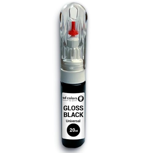 SD COLORS Rotulador Universal de Pintura de retoque Negro Brillante, 20 ml, para reparación de Piedras, arañazos, Coches, Motos, Bicicletas, Ruedas de aleación