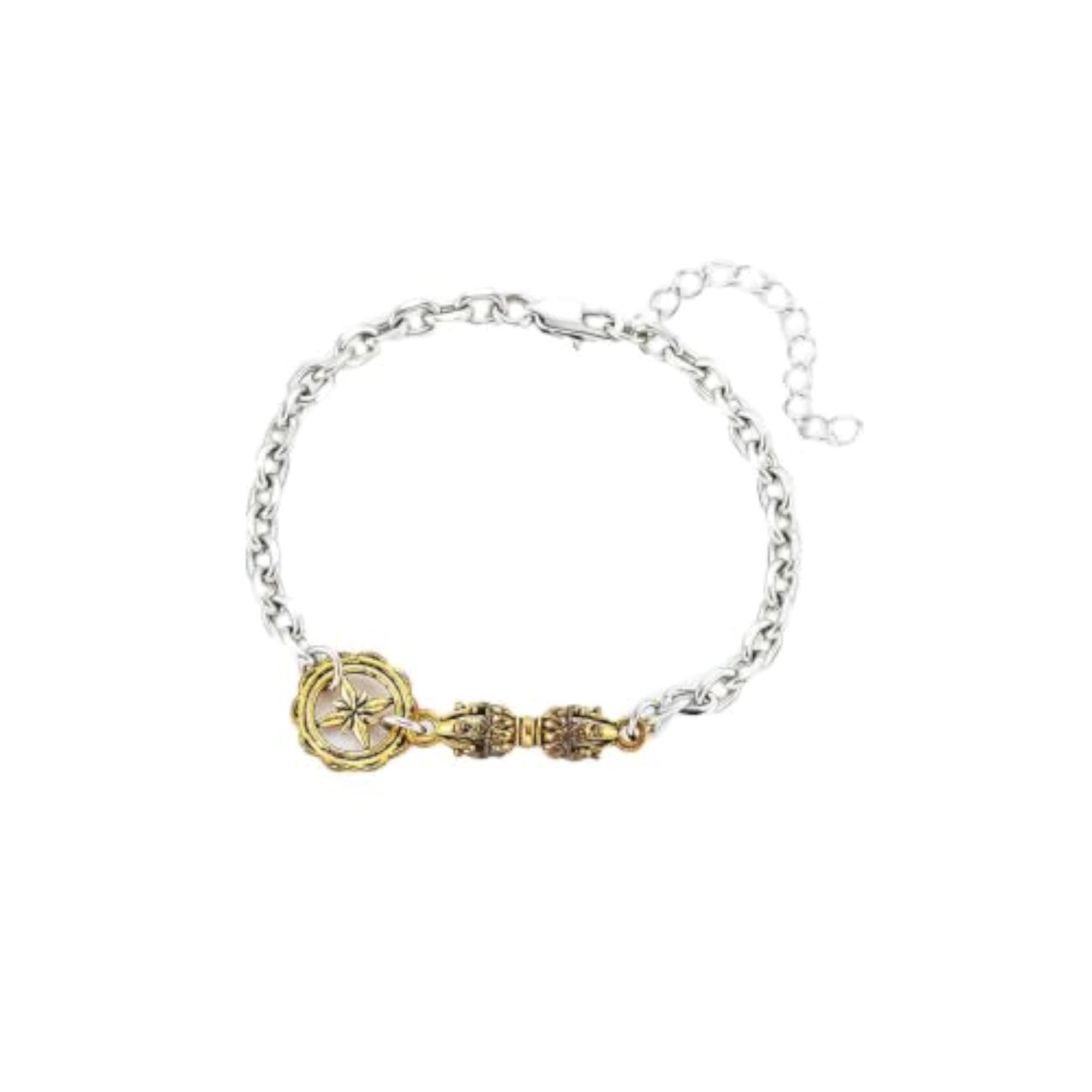 Men's Dual Tone Vajra Chain Bracelet, Heritage Detail