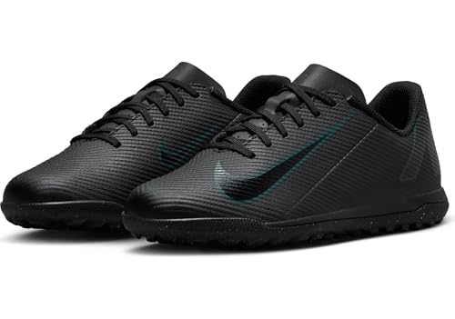 Nike Jr. Mercurial Vapor 16 Club Little/Big Kids' TF Low-Top Soccer Shoes (FQ8287-002, Black/Deep Jungle/Black) Size 3.52