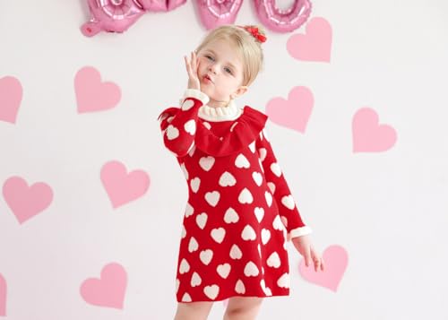 BesserBay Toddler Girls Warm Ruffle Trim Ribbed Knit Sweater Dress for 6M-6Y4