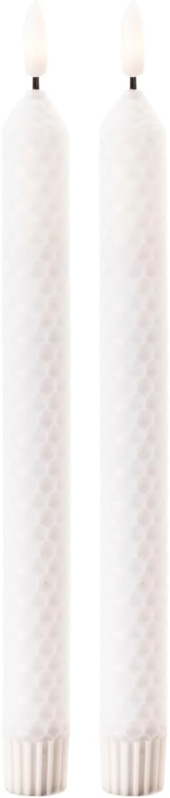 Melrose 94980DS 9.5 in. Wax & Plastic 2 AAA Batteries Not Included FIA Wick Taper Candle White - Set of 2