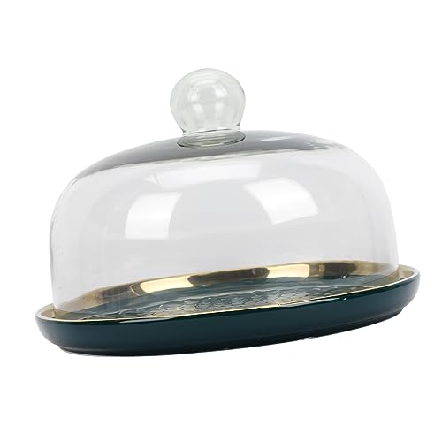 GLEAVI 1Set Edged Cake Dessert Tray with Glass Cover Versatile Snack Dish for Parties Events Home Use Pastry Platter Fruit Plate for Serving