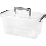 IRIS Medium Deep Modular Latching Box - Silver Handle, 6 Pack