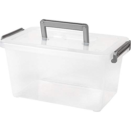 IRIS USA 5 Quart Clear Plastic Storage Bins with Secure Buckles and Portable Handle, Medium Deep, Clear/Silver, 6 Pack