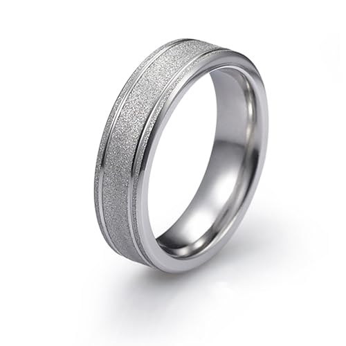 6mm Cobalt Wedding Band for Couples Stone Flat Finish Wedding Ring Two Thin Grooves Comfort Fit SZ 6-12