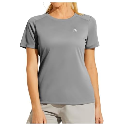 Haimont Athletic Shirts for Women Short Sleeve Running Hiking Gym Workout T Shirts Breathable Lightweight Quick Dry Tops Active Performance Tees, Grey M