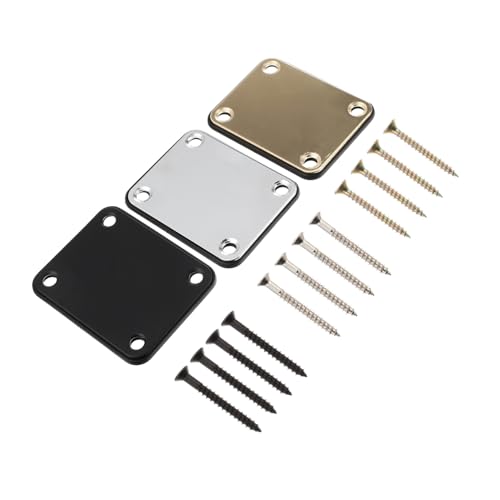 LIGIGWASH 3個 エレキギター用ネックジョイントボード 保護フィルム付き 補強プレート 色 白 金 黒 ネジ取付簡単 ベース対応