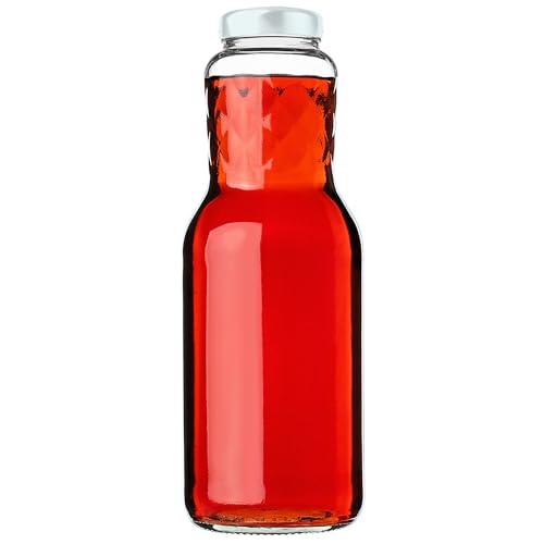 KADAX Botellas de cristal de 1 l, 1 unidad, botellas de zumo con tapón de rosca fi53 mm, botellas vacías para conservas y relleno, botellas para zumo, botella de boca ancha (blanco)