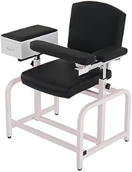 Lab Blood Drawing Chair with Padded Flip Arm and Drawer (Black)