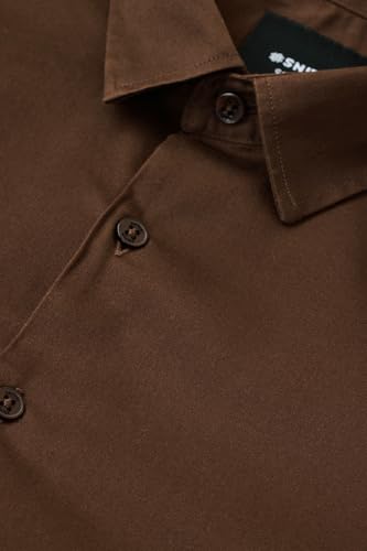 Image of SNITCH Men Formal Shirt | Slim Fit Long Sleeve Spread Collar Solid Design | Premium Cotton Blend & Breathable Fabric for Office & Casual Wear