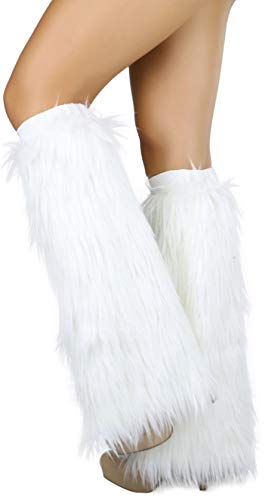 Image of ToBeInStyle Women's Faux Vibrant Fur Retro Daring 60' Inspired Ravewear Knee High Leg Warmers