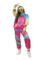 Aibaowedding 80er jahre outfit damen Retro Trainingsanzug für Damen bad taste outfit damen kostüm 80er jahre damen(Rosa,M)