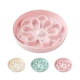 Slow Feeder Cat Food Bowl - Melamine Slow Eating Bowl for Dry & Wet Food - Cute Blossom Maze Cat Dish Healthy Feeding - Fun Interactive Plate Whisker Friendly - Dishwasher Safe - 6.3''W x 1.1''H
