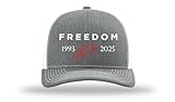 Patriot Pride Men's Freedom Charlie Kirk Signature 1993-2025 Mesh Back Trucker Hat for Men - USA Hats, Heather Grey/White