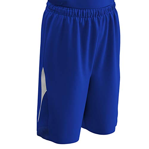 Short de basketball réversible et respirant Champro Pivot bleu roi blanc S