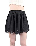 40s Vintage Half Slip Cotton Linen Pettipants Embroidered Shorts Loose Short Pant Bloomer Black 18 inch