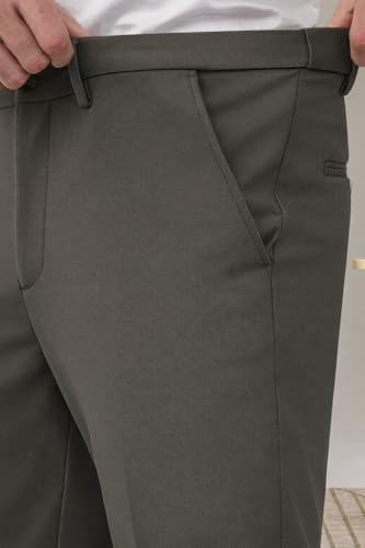 Image of SaintX Men's Premium 4-Way Comfort Stretch Formal Trousers | Smart Sweat Wicking Wrinkle Free Fabric | Smarter Techno Flex Expandable Waistband | Stylish Slim Fit | Daily Office Wear