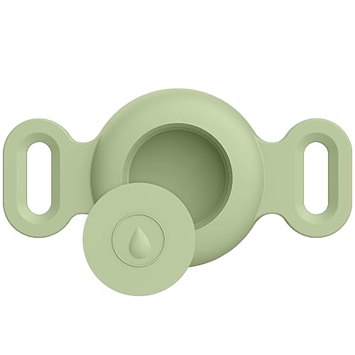 YGTBSR Airtag ケース Airtag ホルダー ペット 犬 猫用 防水 傷つきにくい 軽量 紛失防止シリコン エアタグホルダーケースと互換性あり ペット 猫 犬 リードバッグ バックパック 財布 鍵 荷物 (S, 抹茶グリーン)