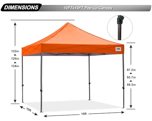Image of ABCCANOPY Patio Pop Up Canopy Tent 10x10 Commercial-Series (Orange)