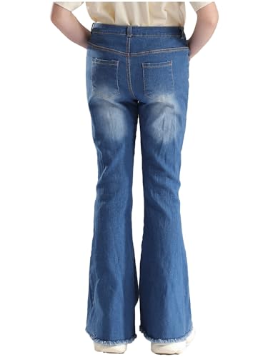 Hularka Kids Girls Ripped Flared Jeans Denim Bell Bottoms Pants Summer Casual Denim Trousers Distressed Jeggings2
