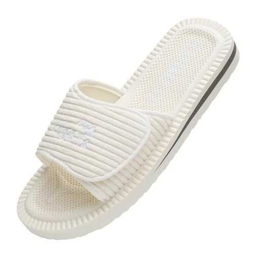 Kubota Badelatschen mit Klettverschluss - Badeschuhe für Herren & Damen - Badeschlappen für Strand – Baden Latschen - Schuhe fur Dusch und Sauna - Ecru - 41