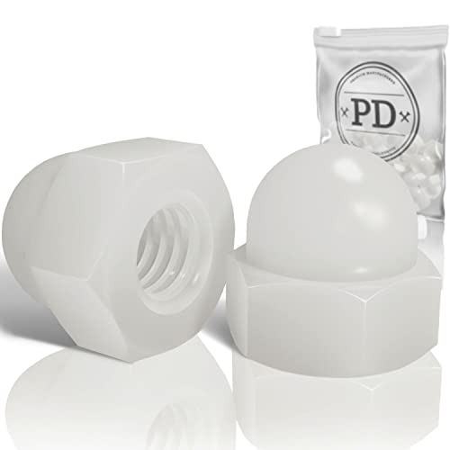 PD® Tuercas de caperuza de plástico M10 (DIN 1587) | Tuercas de caperuza de nylon PA | Tuercas de caperuza protectoras de alta forma para tornillos, varillas roscadas y pernos roscados | 15 pts