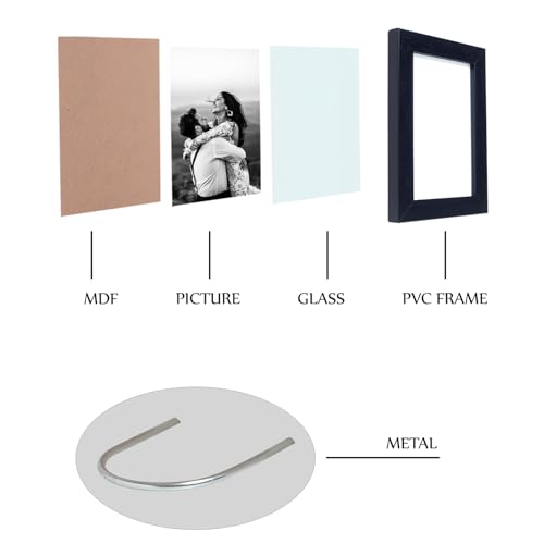 Image of GOLDEN PEACOCK Photo Frame PVC Body with MDF Back | Wall Hanging & Desk Display | Picture Frame for Gifts and Home Decor (Black-4x6, Set Of 2)