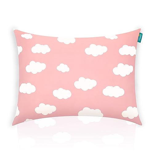 Image of Toddler Pillow for Sleeping, Kid Pillow 14" x 19" for Small Travel Bed, Nap Pillows, Soft & Skin-Friendly Small Pillows for Sleeping, Toddler Use Only, Age 2 to 5 (Pink Cloud)