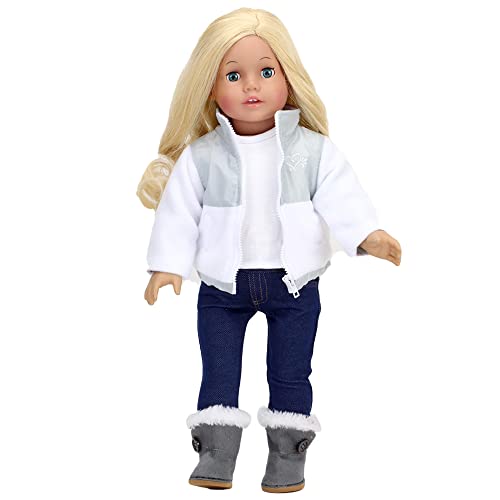 Sophia's 18" Doll White Fleece Zip Jacket and Faux Suede Gray Boots with Faux Fur Lining - Thumbnail 3