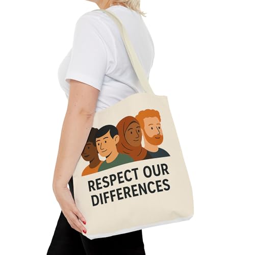Tote Bag, Respect Our Differences, Office Gifts, Everyday Use, Sustainable Fashion. Gifts for back to school, or for work.4