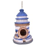 Santa's Workshop 8.5' Resin Blue & White Lighthouse Bird House