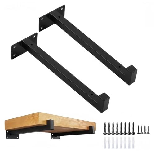 ANSIEDIO 2 Piezas 25cm Soportes para Estante Soporte Estanterías de Metal, Soporte Pared Balda Flotante Escuadra Metalica Industrial