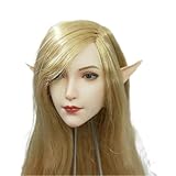 1/6 Scale Female Head Sculpt,European Fairy Elf Girl Blonde Hair Head Carved with Replace Ear for 12