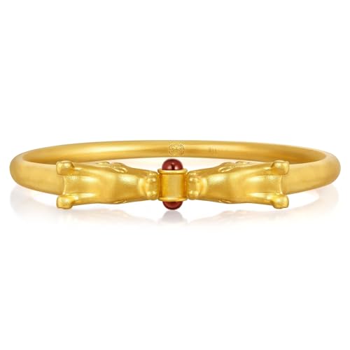 Image of CHOW SANG SANG 999.9 24K Pure Gold Cultural Blessings Double Dragon Red Agate Bangle for Women & Men(09 Wrist size 15.5-16.5cm) 92316K Price-by-Weight 41.17g Gold