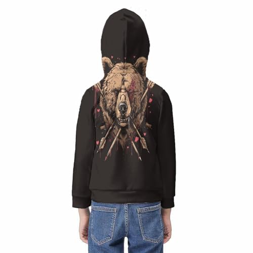 Pull ours pour garçon fille 11-13 ans pull léger à manches longues et capuche - 6