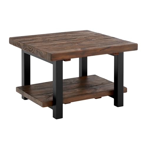 Pomona 27-Inch Square Solid Wood Coffee Table with Metal Legs – Modern Farmhouse Rustic Small Space Table by Alaterre Furniture (Rustic Brown) by Alaterre Furniture - Image 8
