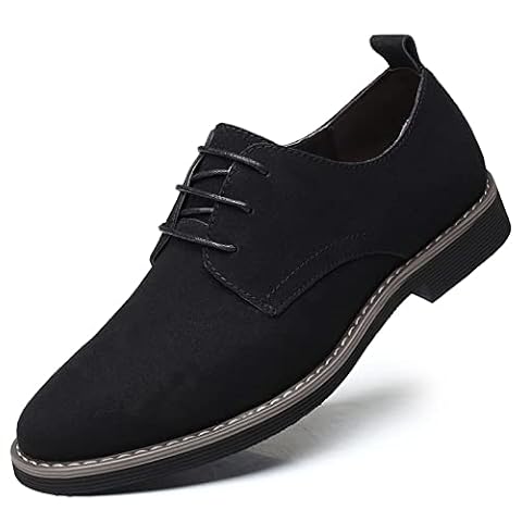 Mens Suede Oxford Dress Shoes Classic Pointed Comfortable Business Casual Lace-Up Non-Slip Shoes