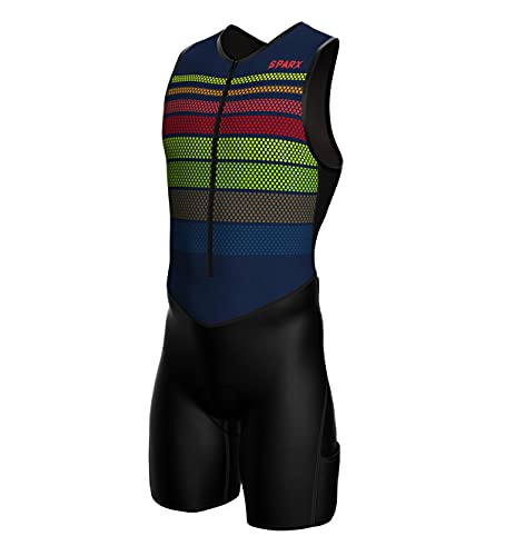 Sparx Mens Premium Triathlon Suit Padded Triathlon Tri Suit Race Suit Swim Bike Run (Large, Colorful Dots) #TOP10