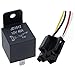 Automotive Relay 12V/24V 40A, 4 Pin 5 Pin Waterproof Car Relay with Wire Socket Harness, Normally Open for Head Light Air Conditioner, JD1912 JD1914 (JD2912-24V-40A-4Pin)