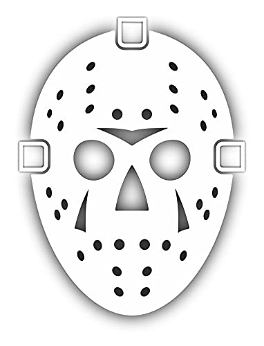 A&B Traders' Car Decals Horror Movie Stickers Inspired By Creep Movie Character Jason Car Decal, Halloween Car Accessories Horror Decor 6 Inch Vinyl Decal For Cars Laptops Macbooks Scary Terror Decals (White)
