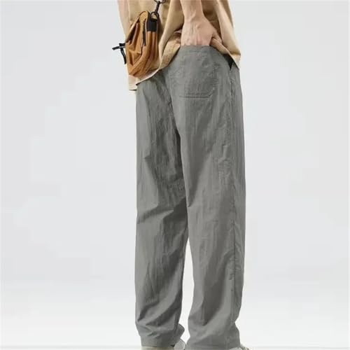 Men's Ice Silk Work Dress Pants Straight Casual Cool Formal Baggy Trousers Cooling Pocket Summer3